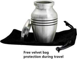 <b>Small</b> Keepsake <b>Urn</b> <b>for</b> <b>Human</b> <b>Ashes</b> or Pet <b>Ashes</b> Qty 1 Hard Metal Cremation <b>Urn</b> Mini Funeral <b>Urn</b> with Velvet Bag - Product Image 6