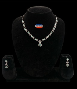 High Quality Pure AD <b>Necklace</b> Set for Women with Matching Earrings Bridal Jewelry Set with Red Stones Traditional Party Wear - Product Image 3