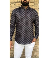 Mariage arabe AchkanBandhgalaSherwaniKurta pour homme en bleu avec tissu élégant et dernier ensemble de pyjama à col boutonné et chaîne