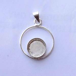 2025 Component Good Supplier Bezel Cups Semi Mount Pendant 925 Sterling Silver Round 12 mm <b>Stone</b> <b>Resin</b> Ashes DIY Collet Metal - Product Image 5