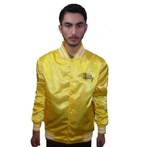 Vestes de baseball universitaire en satin avec logo brodé personnalisé Bomber décontractée en polyester respirante de grande taille Tissage tissé lavé pour l'hiver - Product Image 4