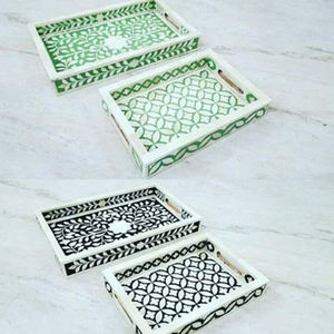 Premium Quality Bone Inlay Food Server Ware Tray Elegant Restaurant Table Top Serving Tray Fast Food Bone Inlay Design - Product Image 4