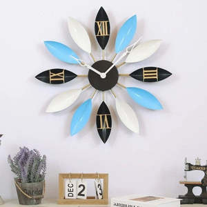 Gorgeous Art Deco Floral Design Metal Wall <b>Clock</b> Elegant Iron Single Face Analog Hanging <b>for</b> Living <b>School</b> Wedding Custom <b>for</b> - Product Image 1
