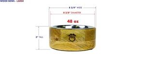 Gamelle pour chien en bois de manguier GF-Insert amovible en acier inoxydable, lavable au lave-vaisselle, gamelle pour chien, chat ou animal de compagnie de tout type - Product Image 2