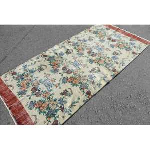 พรมวินเทจขนาด 3.7x7.9 ฟุต ลายต้นไม้และพืชสีแดง พรมตุรกีทำจากขนสัตว์ - Product Image 4