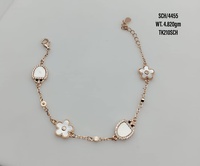 Pulsera de Plata de Ley 925 con Dije de Flor de Madreperla, Eslabones Ajustables, Hecha a Mano, Clásica, Certificada por Terceros