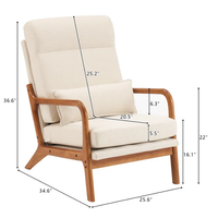 Chaises de restaurant avec structure en teck, combinaison de mousse épaisse et de tissu en coton doux, et design moderne