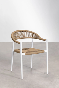 Ensemble table à manger moderne et contemporain, 4 chaises en métal de style corde tissée, pour l'extérieur, villa, bar, maison, restaurant, hôtel - Product Image 4