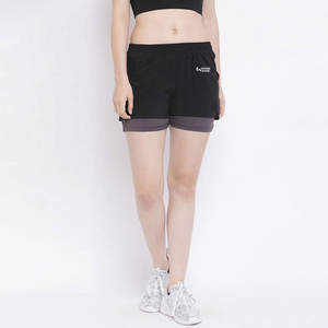 Respirant et à la mode 100% Polyester matériel fait femmes Double couche Shorts/séchage rapide femmes Slim Fit Double couche Shorts - Product Image 1