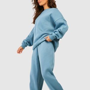 Conjunto Deportivo de Sudadera con Capucha Cálida de Invierno para Mujer con Forro Acogedor y Diseño Casual Elegante de Hombros Caídos - Product Image 4