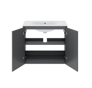 Modern Luxury Bathroom <b>Vanity</b> Cabinet <b>LED</b> <b>Mirror</b> Wash Basin Solid Wood European Contemporary Design PVC Steel Custom Home Use - Product Image 2