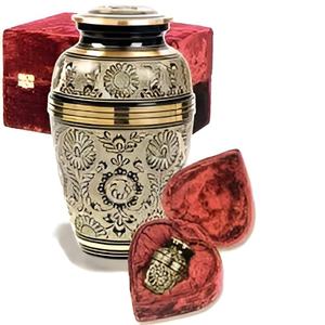 Urnas de cremación para adultos de latón de estilo árabe con urnas funerarias de latón grabadas a mano hechas en la India - Product Image 3