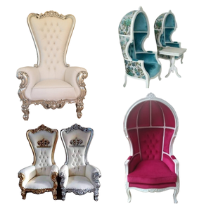 Tandhy Craft Luxury Sliver Throne Sillas Respaldo alto Royal Wedding Chair eventos para novio y novia silla comercial fuente directa - Product Image 5
