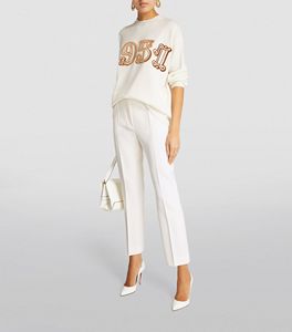 Pantalones de Vestir de Lana para Mujer, Color Blanco Liso, Corte Regular, de Alta Calidad, con 2 Bolsillos Laterales, OEM Personalizado - Product Image 2