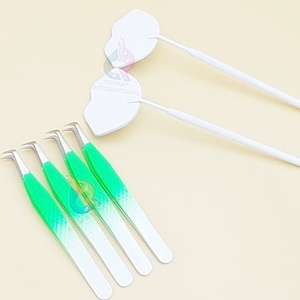 Dernier outil d'extension de cils en forme de lèvre miroir en acier inoxydable durable avec pointe inclinée pour l'image des cils - Product Image 2