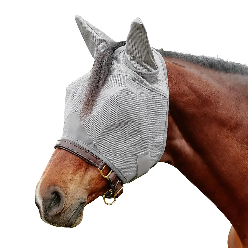 Venta caliente Personalización sin oreja estirable Máscara de mosca de caballo Nuevos productos de caballo Cubierta de cabeza para caballo