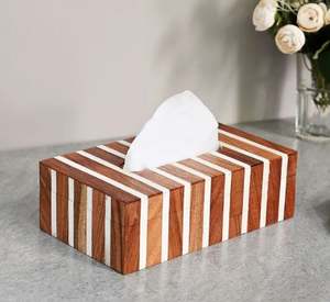 Caja de soporte de papel tisú de madera de tacto más fino de madera para el hogar, coche, oficina, Rectangular elegante - Product Image 1