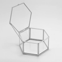 Boîte de rangement et d'organisation de bijoux en laiton doré de luxe, mini, en verre et métal, faite à la main, personnalisable, pour boucles d'oreilles, vente en gros