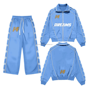 2026 Winter Casual Solid Blank Customized <b>Embroidery</b> Logo Lightweight Workout Clothing Oversized Tracksuit Nylon Windbreaker <b>Set</b> - Product Image 3