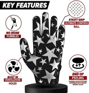 Hot Selling Professional Full Palm Silicone Receiver Gloves Stretchable Anti-Slip Football <b>Hand</b> <b>Grips</b> with Custom Logo - Product Image 3