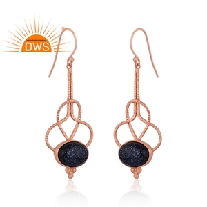 Meilleure vente plaqué or Rose naturel bleu soleil pierre pierres précieuses balancent boucle d'oreille bijoux personnalisés pour les femmes cadeau pour elle - Product Image 3