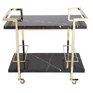 Antique Golden Finished 2 Tier Black Glass Salves Hot Selling Hotel Accessories Food <b>Serving</b> <b>Trolley</b> at Wholesale Price - Product Image 6