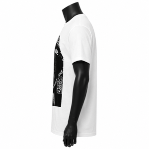 Camiseta Blanca de Manga Corta para Hombre con Estampado Facial Negro, Estilo Urbano, Corte Regular, Cuello Redondo, Jersey de Algodón, Camiseta con Gráficos - Product Image 4