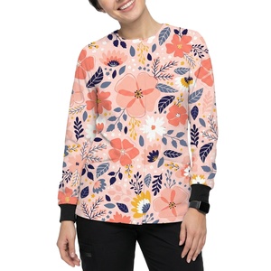 Blouse d'infirmière personnalisable en gros, imprimée, à boutons-pression, manches longues, tenue médicale, avec votre propre logo, tailles variées, blouses d'infirmière OEM - Product Image 1