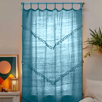 Rideaux de luxe écologiques personnalisables en tissu de coton avec pompons, occultation totale pour fenêtres et portes de maison, hôtel, et fenêtres françaises