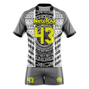 Ensemble d'uniformes de rugby personnalisés par sublimation – Maillot et short d'équipe personnalisés, motif tribal, kit de sportswear - Product Image 1