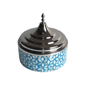 Hotpot Round Shape Handmade Designer Casserole Hotel Supplies Food Warmer Latest Shiny Polished Designer Metal With Laser Design - Product Image 1