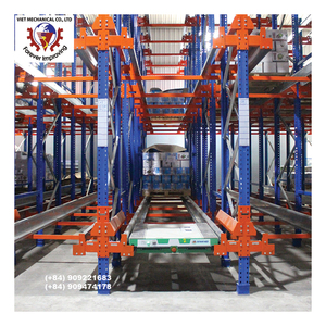 Vietnam's mechanical radio shuttle vehicle rack made of green steel, with automatic pallet <b>storage</b> system and support bars - Product Image 4