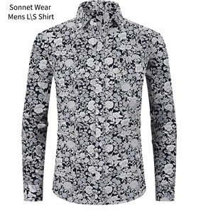 Chemise à manches longues pour homme, coupe ajustée, imprimé floral AOP - Product Image 4