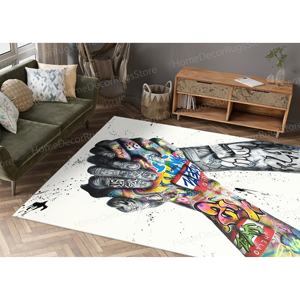 Alfombra con Estampado de Graffiti de Manos, Arte Callejero, Regalo Urbano para el Dormitorio, Alfombra Delgada No Tejida - Product Image 3