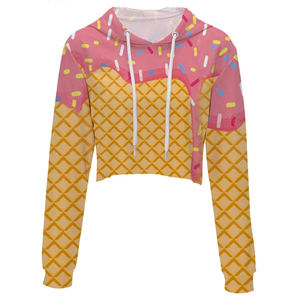 Vente en gros pas cher pour filles femme pull à capuche à bord brut personnalisé femmes Streetwear crop top sweats à capuche - Product Image 1