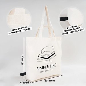 Personalized <b>Foldable</b> Cotton Shopping Tote <b>Bag</b> 19 X 16 X 4 Inches Eco-Friendly Heat Transfer Letter Screen for Advertising Gift - Product Image 2