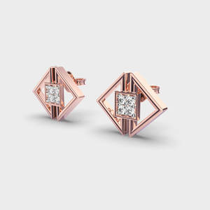 Pendientes de Diamantes Geométricos Cuadrados Cultivados en Laboratorio, Oro Rosa/Amarillo/Blanco de 18K, Diseño Moderno - Product Image 2