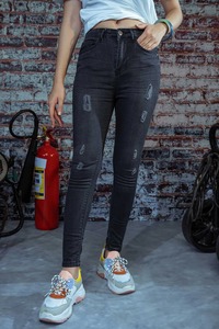 Vente en gros de pantalons en denim de haute qualité pour femmes jeans d'hiver de couleur unie avec poches latérales nouveaux modèles de mode - Product Image 6