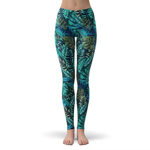 Personalizado hoja sublimación impreso gimnasio entrenamiento Fitness Yoga Leggings verano mujeres cintura elástica medias con bolsillos - Product Image 2