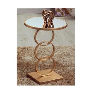 Brass Gold <b>Side</b> <b>Tables</b> Modern Design with Transparent Glass Top Living Room Sofa/Coffee <b>Table</b> Display - Product Image 2