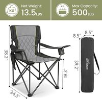 Chaises de camping pliantes modernes pour adultes, entièrement rembourrées, avec porte-gobelets, poches latérales, support robuste en acier inoxydable