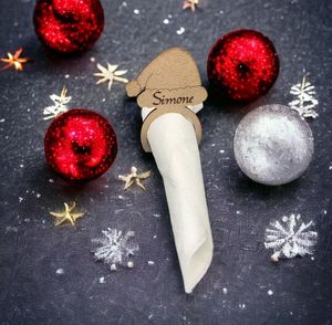 Anneaux de serviette en perles de bois naturel personnalisé Noël élastique Boho anneau de serviette toile de jute ronds de serviette corde ferme porte-mouchoirs main - Product Image 4