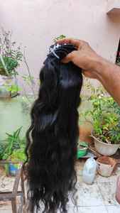 100% Machine Double Trame Indian Remy Raw Hair Extension. Cheveux de trame de qualité supérieure de vague d'eau sans emmêlement de perte - Product Image 4