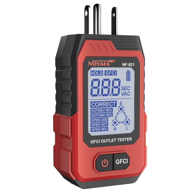 NOYAFA NF-821Pocket Digital Circuit Socket Tester NCV Detector with GFCI Test MINI Professional AC Electrical Diagnostic Tool