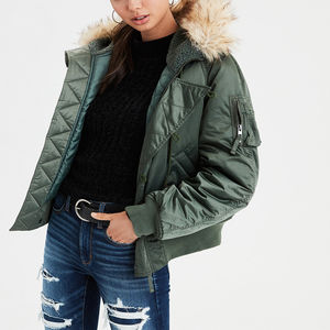 Chaqueta Bomber Casual Transpirable con Cuello Alto para Mujer, Moda de Invierno - Product Image 1