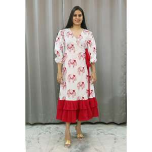 2025 estampado Floral de punto 100% algodón Abaya mujeres cintura Natural ecológico hasta el suelo vestidos casuales ropa de calle gótica - Product Image 1