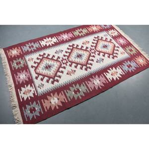 พรมตุรกีวินเทจ ขนาด 3.9x5.8 ฟุต (120x176 ซม.) ลายตารางสีแดงเบจ - Product Image 1