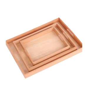 Juego de calidad superior 100% de bandeja de servicio apta para lavavajillas sostenible de madera de acacia anidada para el hogar, cocina y sala de estar - Product Image 4