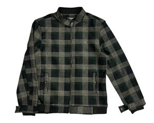 <b>Men's</b> High Quality Slimfit Long Sleeved <b>Fleece</b> Jacket Winter Stand Collar Custom Checkered Zipper Vintage Street Fashion - Product Image 3