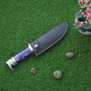 Cuchillo de caza de acero de Damasco de grado Industrial de alta calidad personalizable, hoja de punto de caída fija de madera, supervivencia al aire libre - Product Image 6